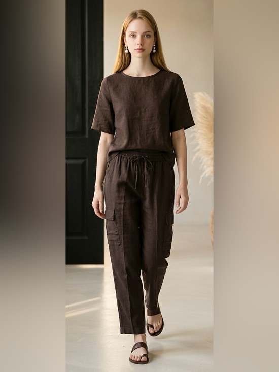 Jules & Leopold Pants - 2 for $25 Pants Jules & Leopold Cropped Linen Blend Cargo Pants Brown SZ L